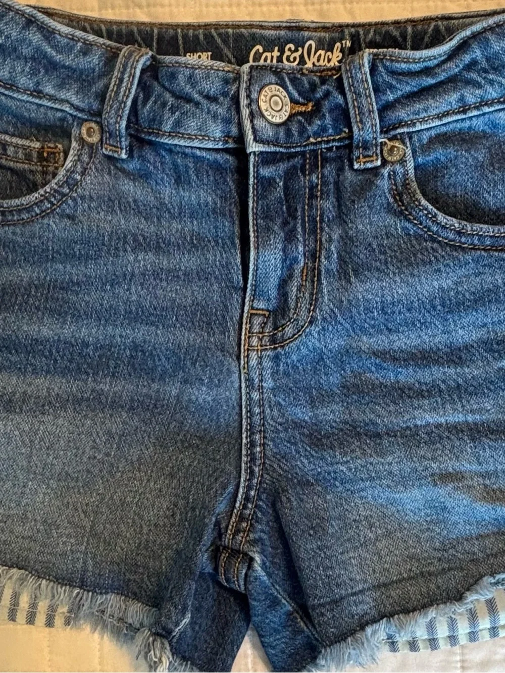 Cat & Jack Blue Denim Frayed Hem Women's Shorts